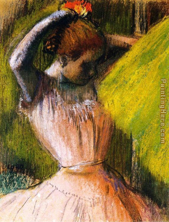 Ballet Corps Member Fixing Her Hair painting - Edgar Degas Ballet Corps Member Fixing Her Hair art painting